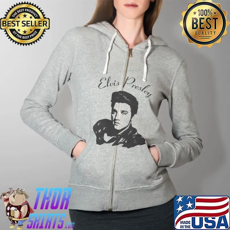 Elvis presley portrait black and white photo rock music gift Full Zip Hooded
