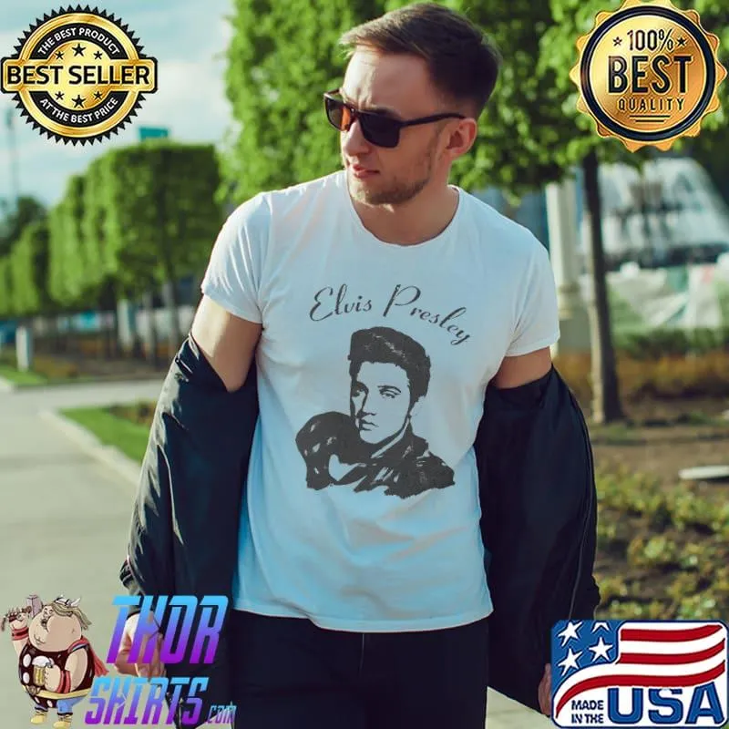Elvis presley portrait black and white photo rock music gift shirt