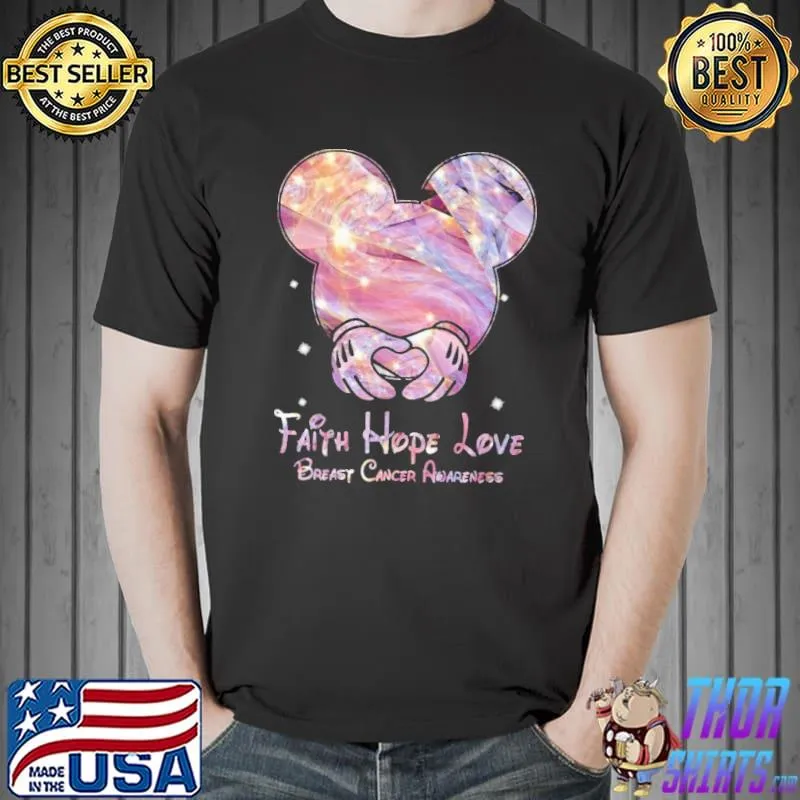 Faith Hope Love Breast Cancer Awareness Mickey Shirt