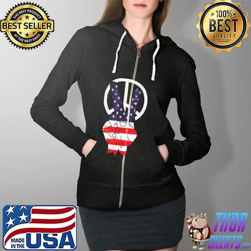 Fourth 4th of july American flag peace Full Zip Hooded