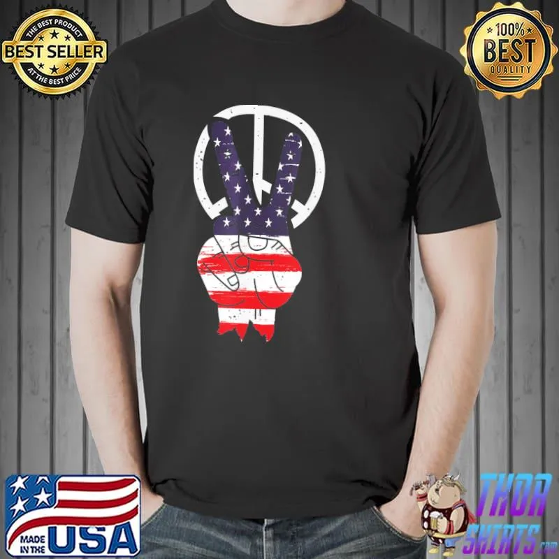 Fourth 4th of july American flag peace shirt