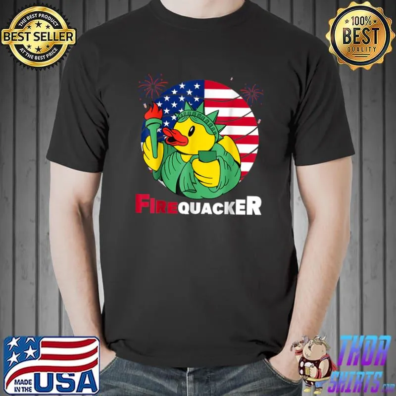 Fourth of July USA Patriotic Firecracker Rubber Duck T-Shirt Unisex