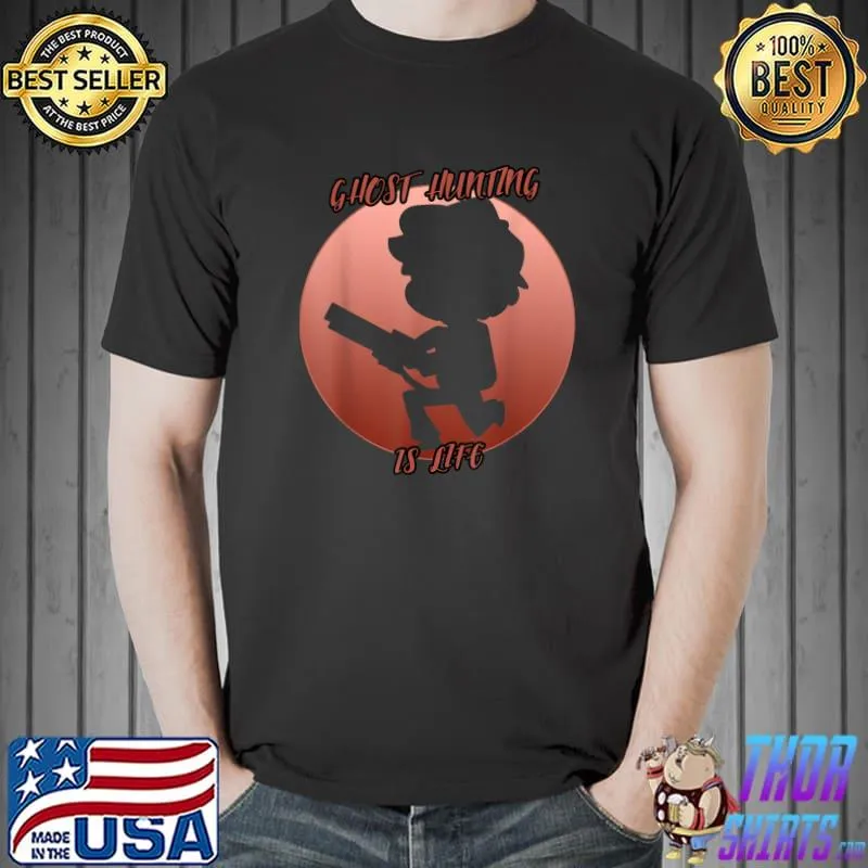 Ghost-Hunting Shadow in a Red Circle T-Shirt