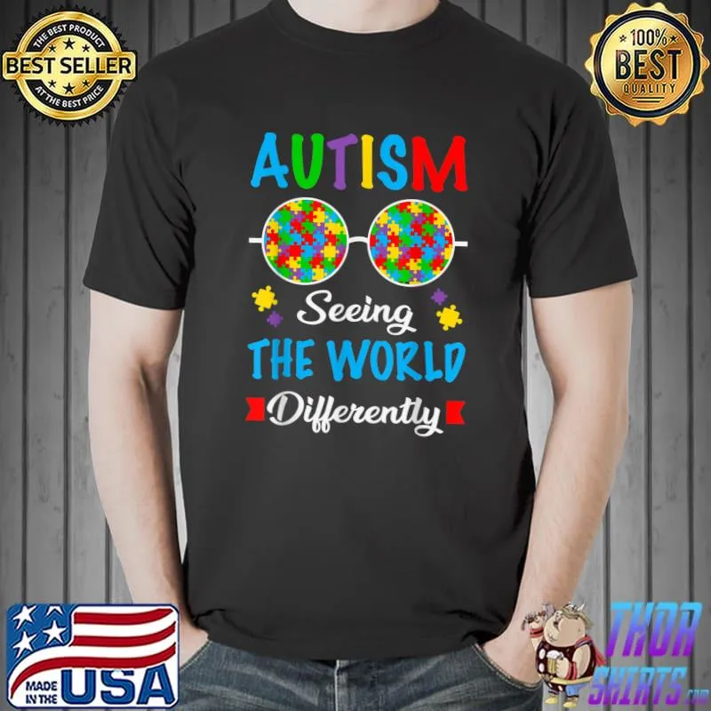 Glasses Puzzle Autism Seeing The World Differently Autism T-Shirt Unisex