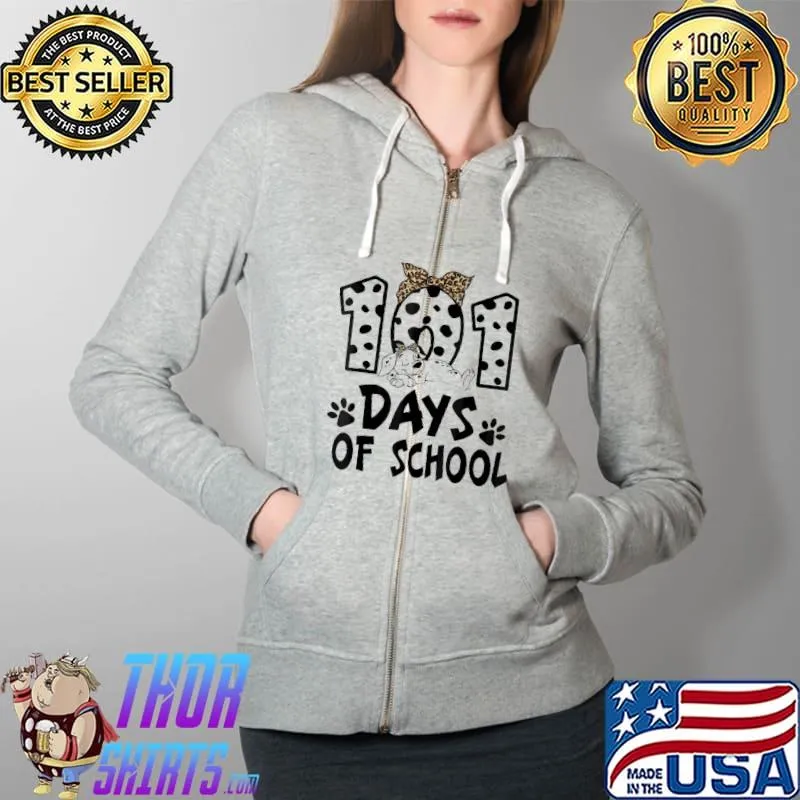 Happy 101 Days Smarter Dalmatian Dogs 100th Day Of School Shirt Full Zip Hooded