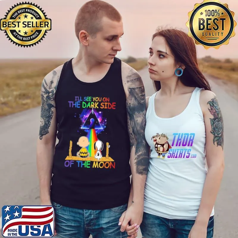 I'll See You On The Side Of The Moon Snoopy And Charlie LGBT Shirt Tank Top