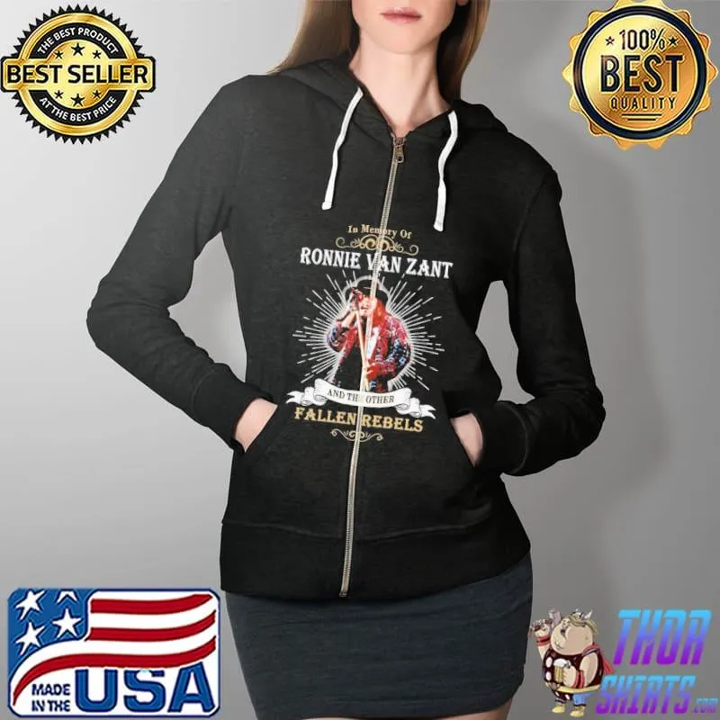In Memory Of Ronnie Van Zant And The Other Fallen Rebels Shirt Full Zip Hooded