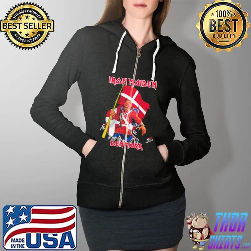 IRon Maiden Denmark Flag Shirt Full Zip Hooded