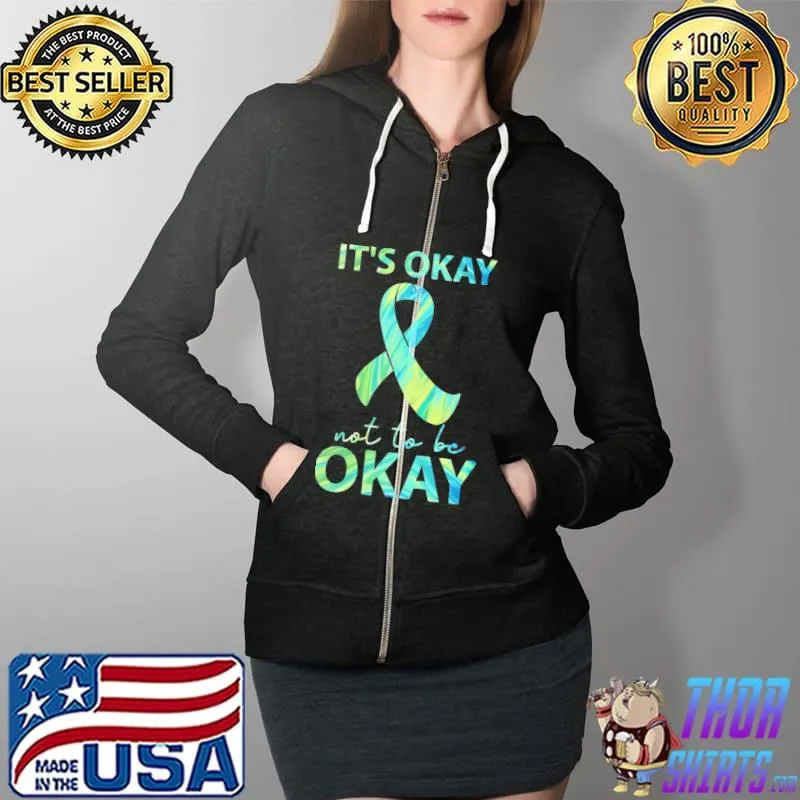 IT's Okay Not To Be Okay Ribbon Shirt Full Zip Hooded