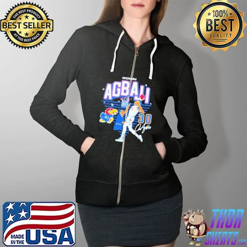 Kansas Jayhawks Championship Ochai Agbaji 30 Full Zip Hooded