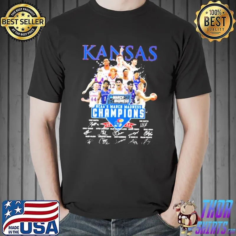 Kansas Jayhawks mens basketball 2022 Ncaa march madness signatures shirt