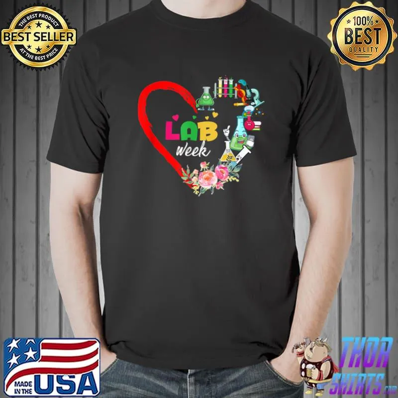 Lab Week 2022 Laboratory Tech Heart Funny Technologist T-Shirt