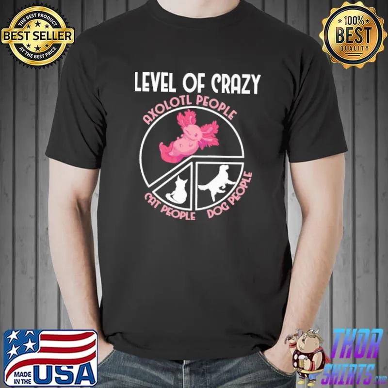 Level Of Crazy Axolotl People Cat People Dog People Shirt