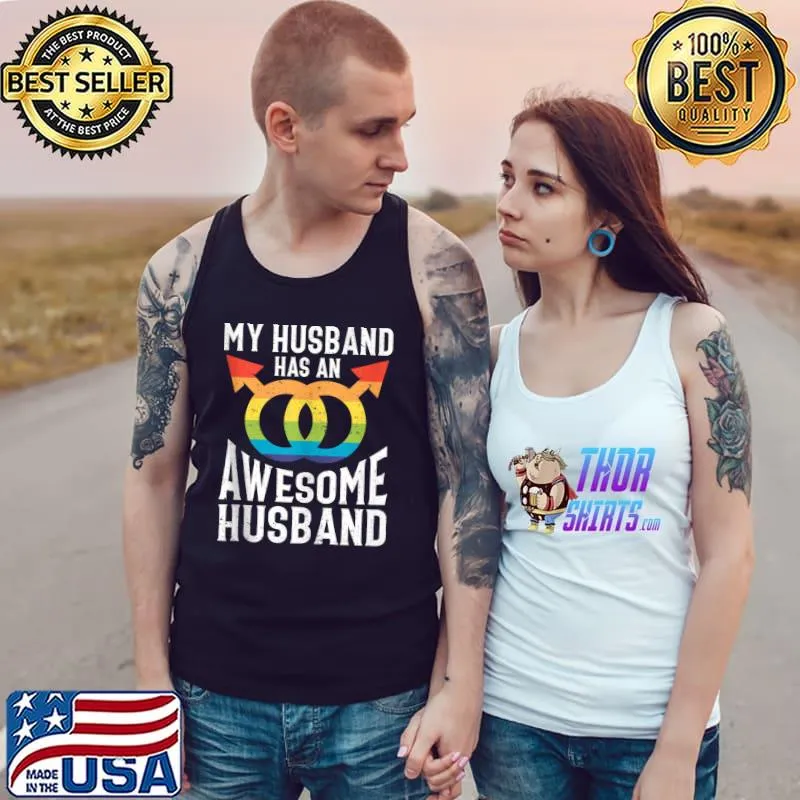 LGBT LGBTQ My husband has an awesome husband Bisexual Lesbian Queer Christian Pride Month T- Tank Top