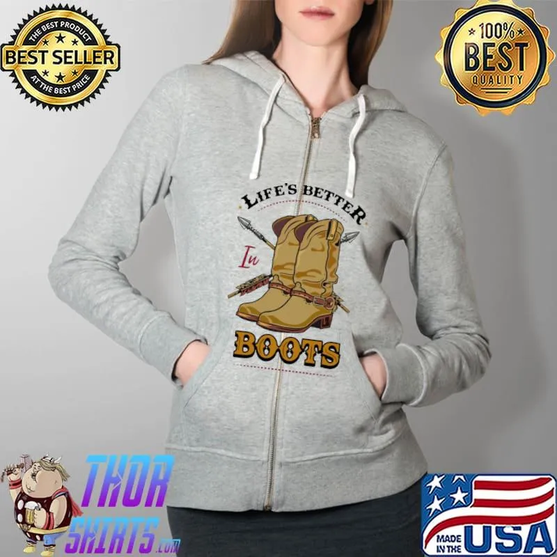 Life's Better In Boots Native Shirt Full Zip Hooded
