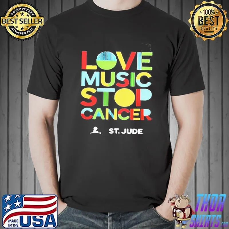 Love music stop cancer st jude breast awareness shirt