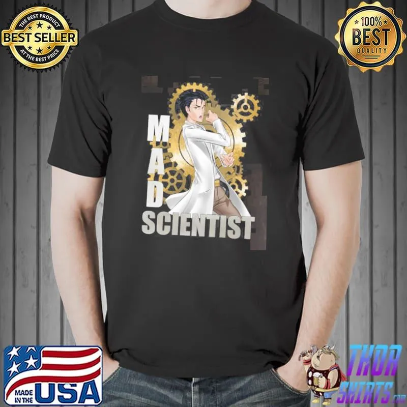 Mad scientist anime graphic shirt