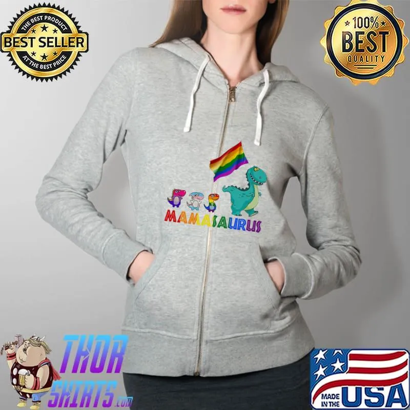 MAmasaurus Dinosaur LGBT FLag Shirt Full Zip Hooded