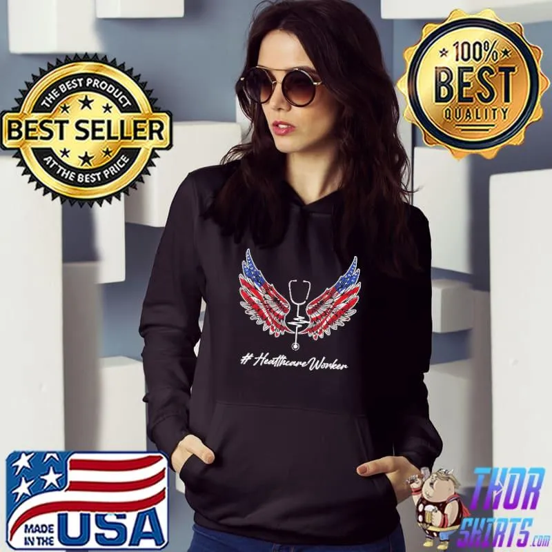 Medical Stethoscope American Flag Wings Healthcare Worker Shirt Hoodie