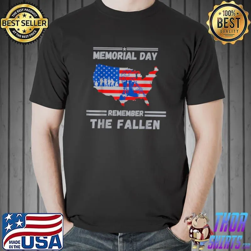 Memorial Day Remember The Fallen Military USA Flag Vintage T-Shirt