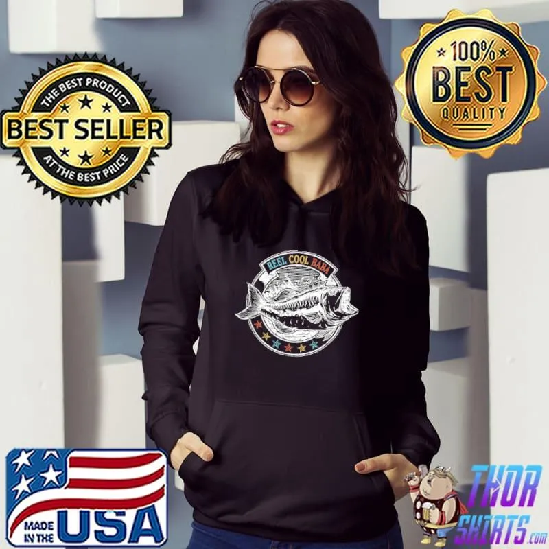 Mens Reel Cool Baba Fishing Shirts Funny Fathers Day Fisher Daddy T-Shirt Hoodie