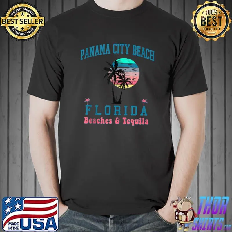 Panama City Beach Florida Retro Vintage Palm Trees Summer T-Shirt
