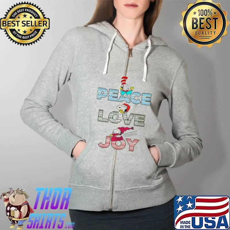 Peace Love Joy Snoopy Shirt Full Zip Hooded