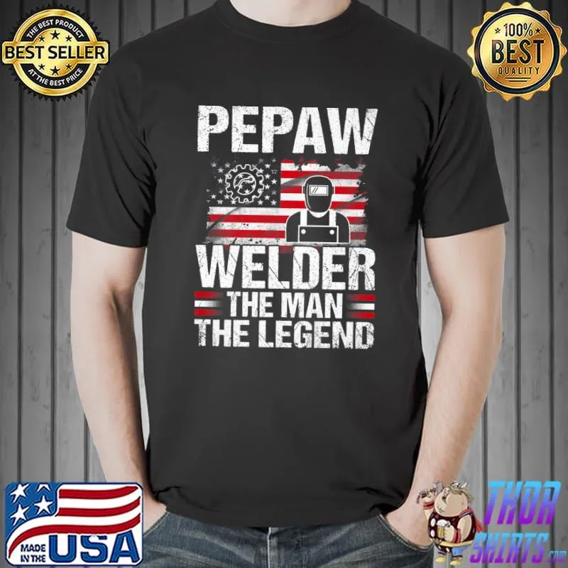 Pepaw Welder The Man The Legend Retro USA Flag Premium T-Shirt