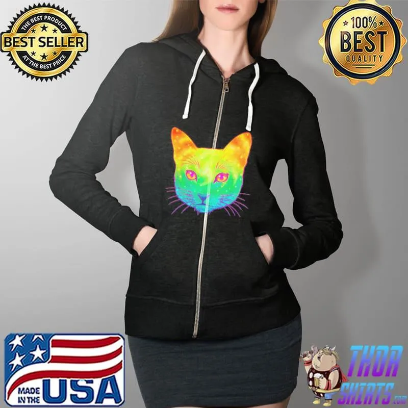 Psychedelic colorful cat Full Zip Hooded