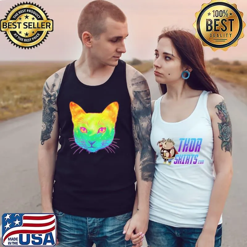Psychedelic colorful cat Tank Top