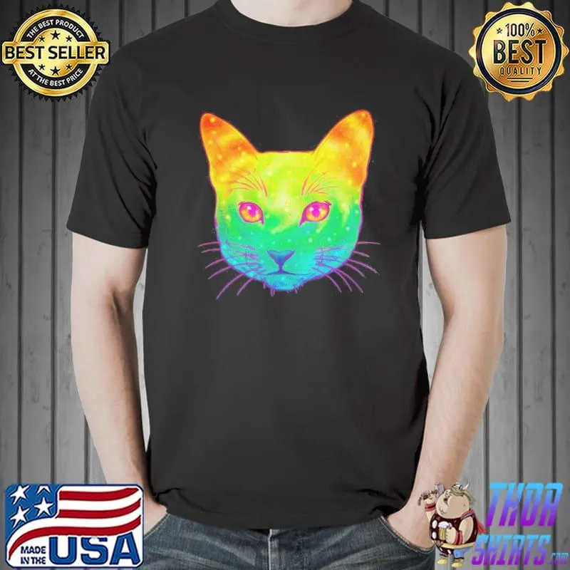 Psychedelic colorful cat shirt
