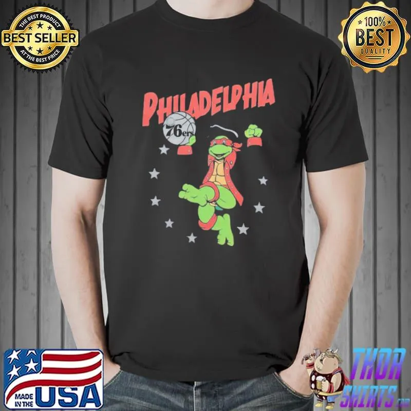 Raphael x philadelphia 76ersnage mutant ninja turtles shirt