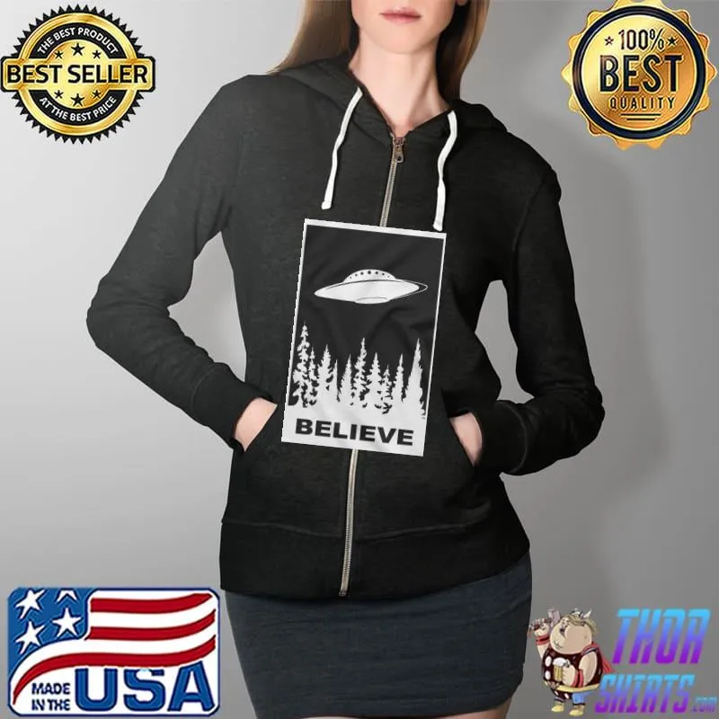 Reality glitch believe in ufos black mens Full Zip Hooded