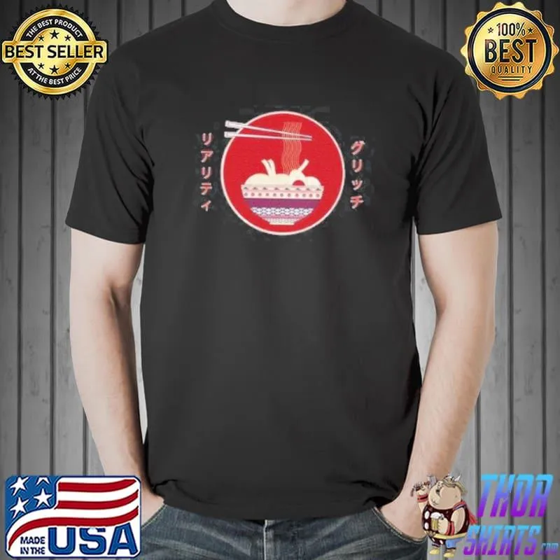 Reality glitch japanese ramen noodle mens shirt
