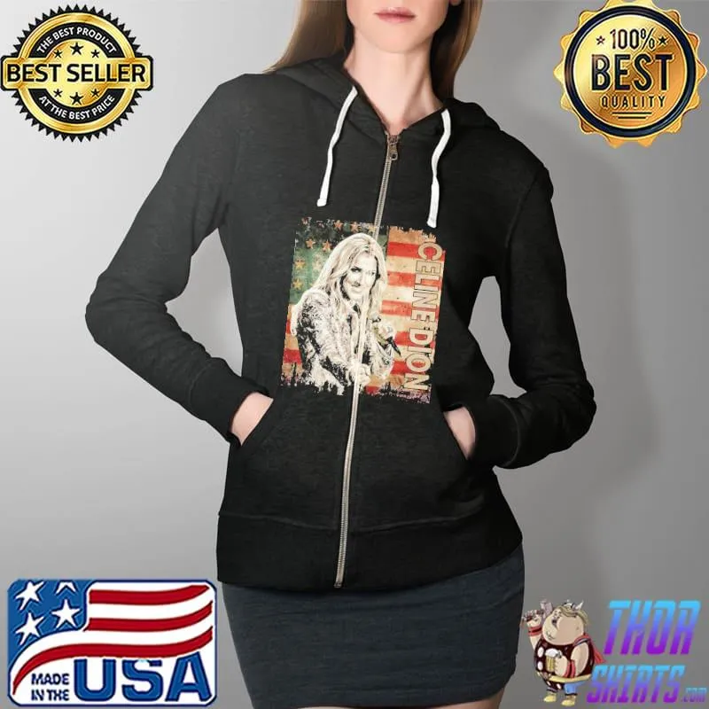 Retro celine dion flag American country music Full Zip Hooded