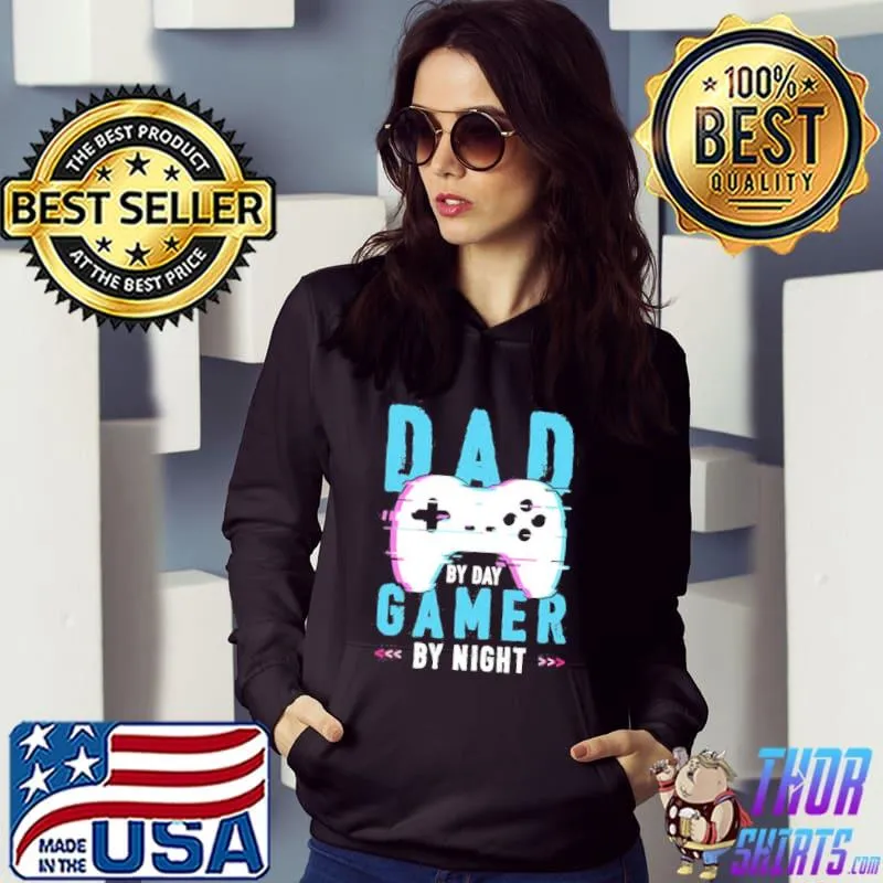Retro style dad by day gamer by night shirt