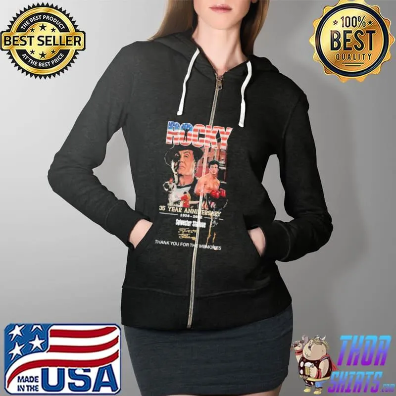 Rocky 35 Year Anniversary 1976 2022 Sylvester Slallone Thank You For The Memories Shirt Full Zip Hooded