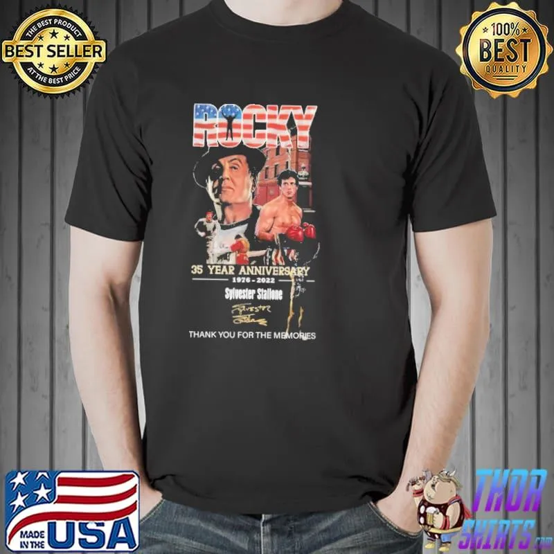 Rocky 35 Year Anniversary 1976 2022 Sylvester Slallone Thank You For The Memories Shirt