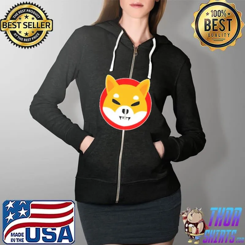Shiba Inu SHIB Token Crypto Currency Logo Ladies Essentia Shirt Full Zip Hooded