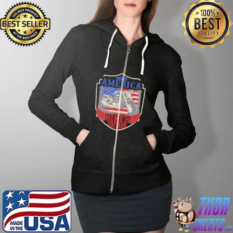 Son Of America Biker Edition American Flag Shirt Full Zip Hooded