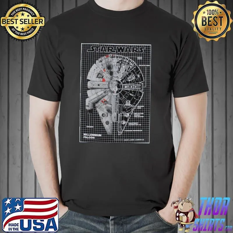 Star wars millienium falcon schematics graphic shirt
