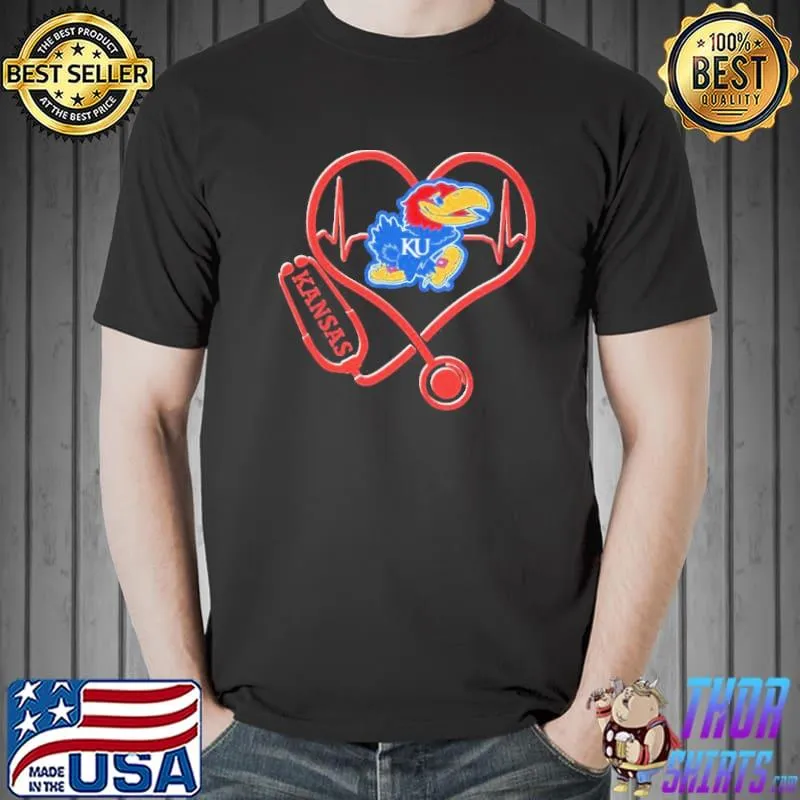 Stethoscope heart Kansas Jayhawks shirt