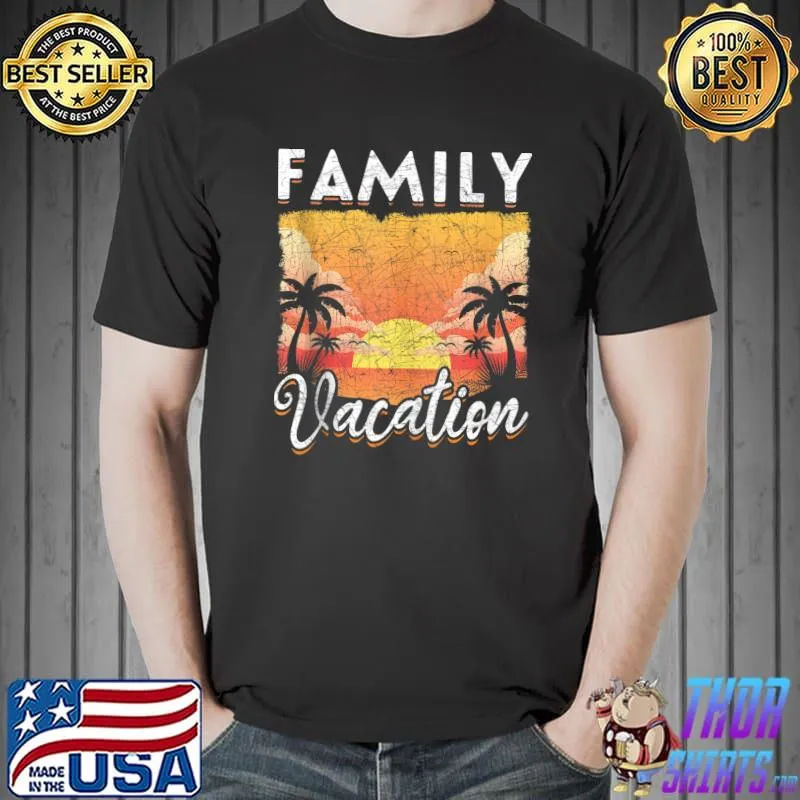 Sunset Palm Trees Tropical Summer Vacation Family Vacation T-Shirt