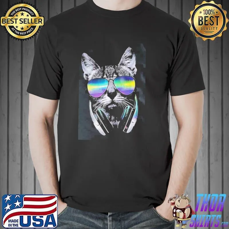 Technicolor dj cool cat shirt