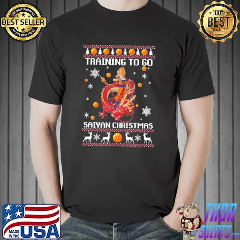 Training to go saiyan christmas dragon ball shirt