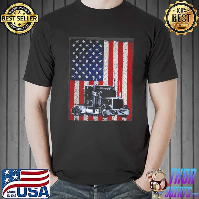 Truck driver American flag trucker gift shirt