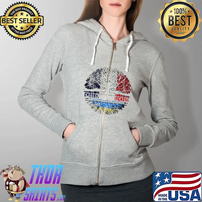 Ukraine Ukrainian French France Tree Roots Flag TShirt Full Zip Hooded