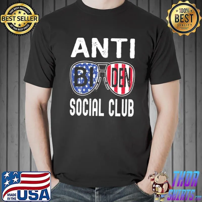 Vintage American flag sunglasses antI Biden social club shirt