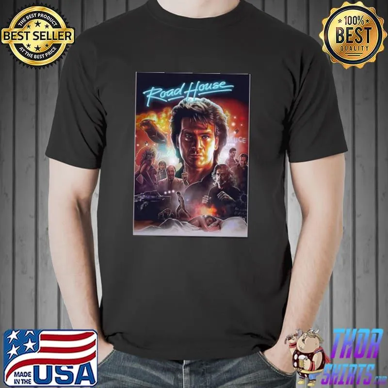 Vintage Blue Neon Style Road House Patrick Swayze Unisex T-Shirt