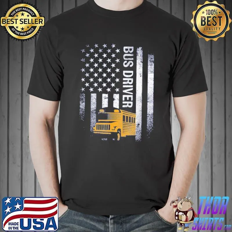 Vintage bus driver America flag shirt